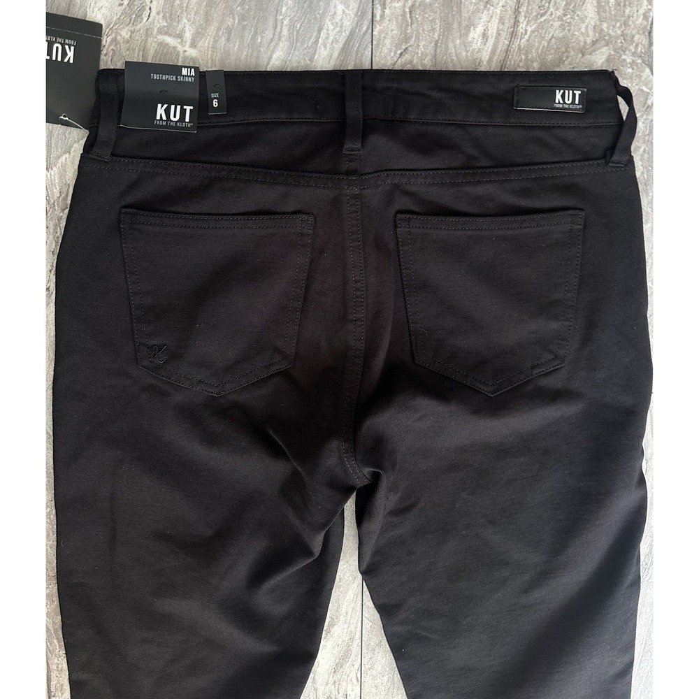 KUT From The Kloth Mia Toothpick Skinny Pants Women's 6 Black Ponte NWT 0126 - Picture 9 of 12